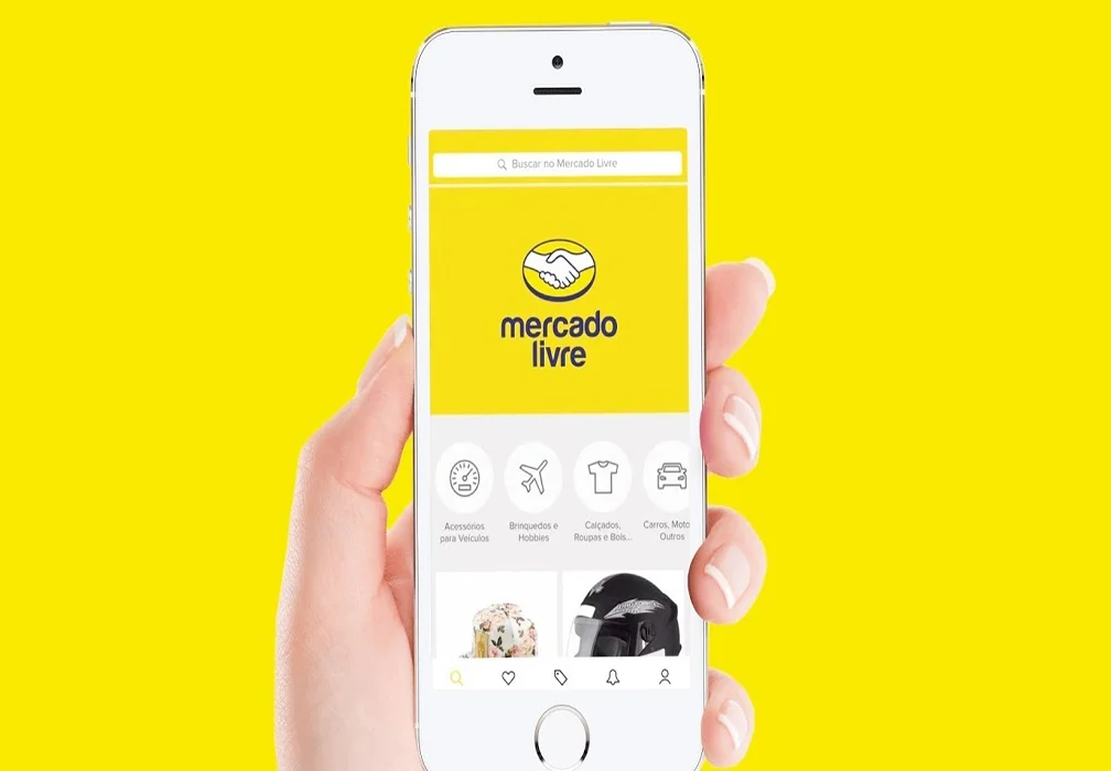 Aplicativo do Mercado Livre exibido em um iPhone